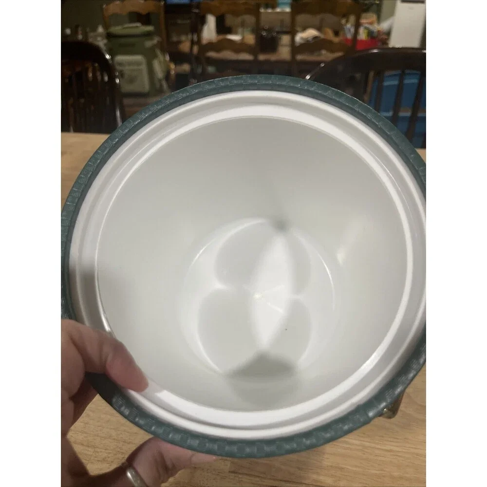 Vintage Kraftware Mid Century Modern Green Vinyl Bar Ice Bucket